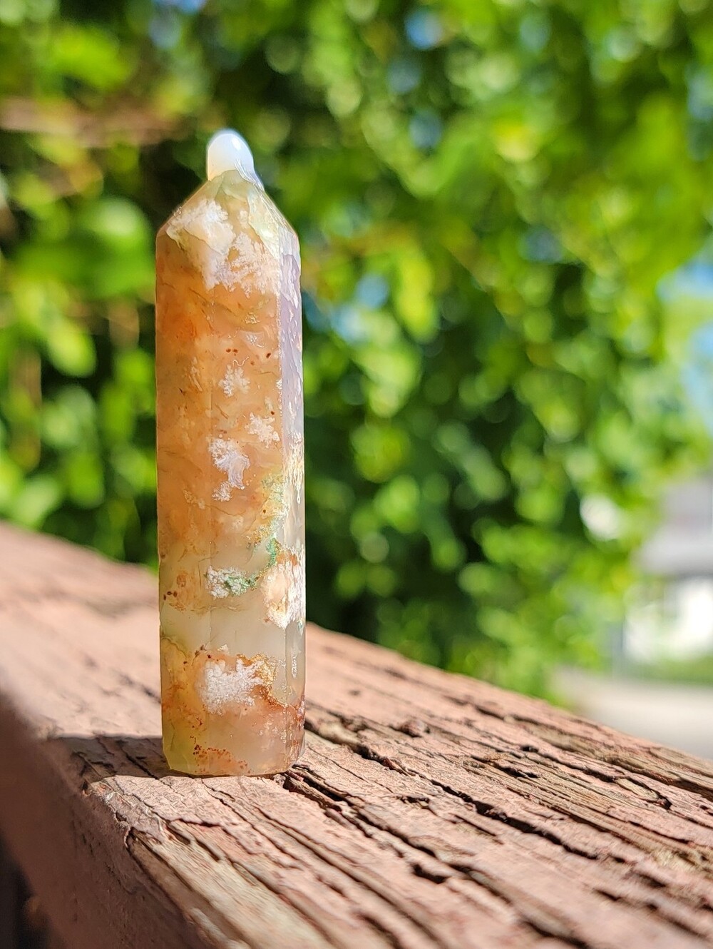 NEW 2.65" x 28g GREEN FLOWER AGATE TOWER